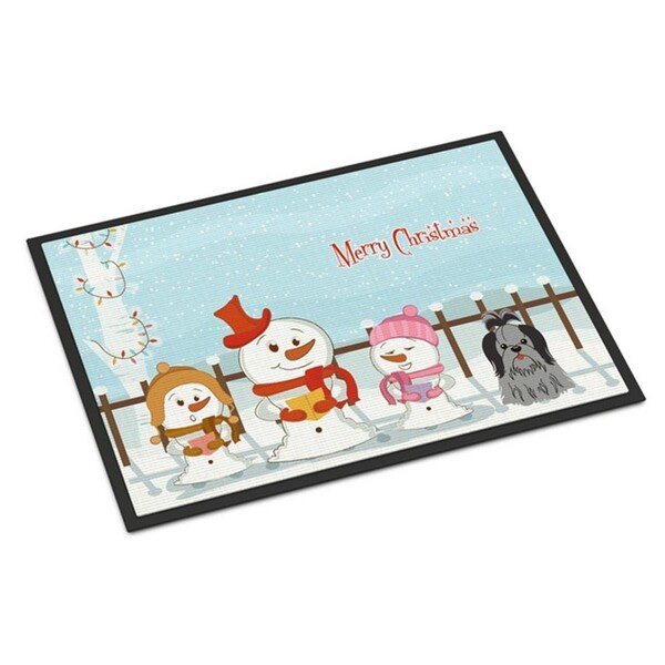 Carolines Treasures Merry Christmas Carolers Shih Tzu Black Silver Indoor or Outdoor Mat, 24 x 0.25 x 36 in. BB2420JMAT - main